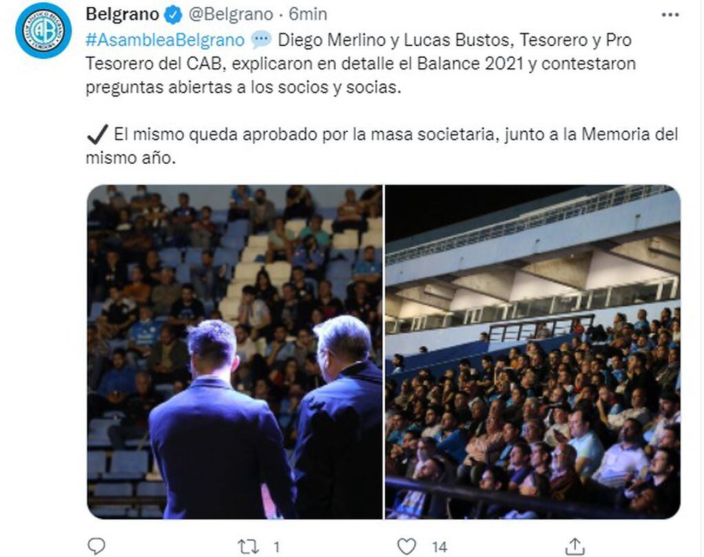 Luis Artime encabezó el acto en el que se aprobó la memoria y el balance en Belgrano.