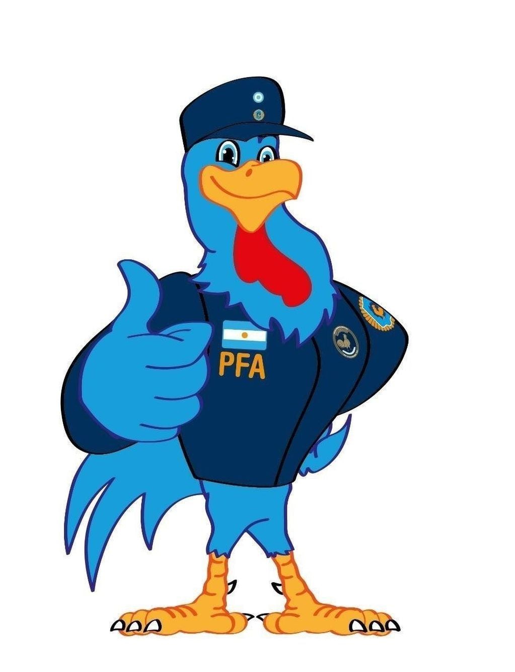 El gallo de la Policía Federal en referencia a las batallas. (PFA)