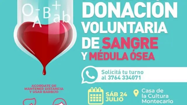 Nueva jornada de donación voluntaria de sangre en Montecarlo