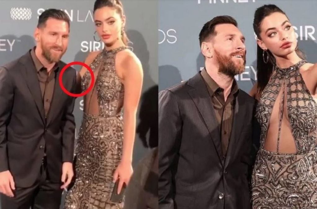 Messi, incómodo junto a la modelo israelí Yael Shelbia