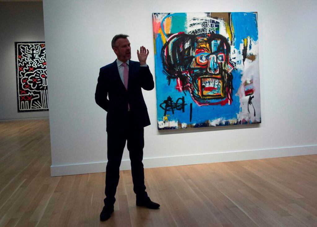 "Unititled" se llama la obra de 1982 pintada por el estadounidense Jean-Michel Basquiat y por la cual Maezawa pagó 110,5 millones de dólares. Crédito: AFP PHOTO / Don Emmert.