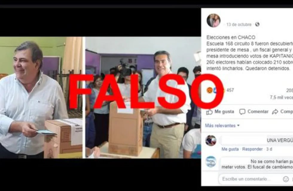 Cadena viral en WhatsApp: es falso el mensaje sobre fraude en las elecciones de Chaco. (Reverso)