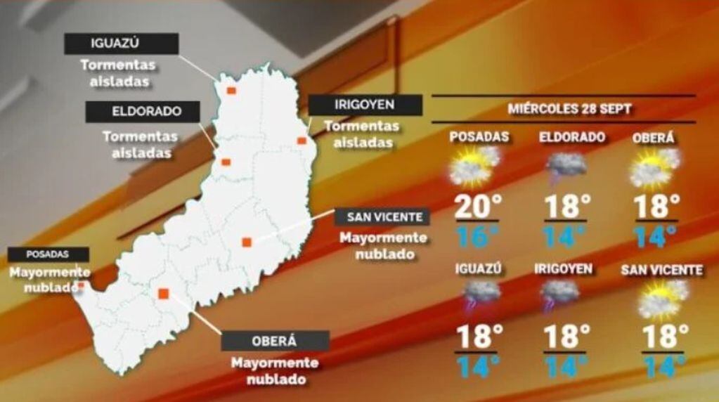 Miércoles con inestabilidad y cielo nublado en Misiones.