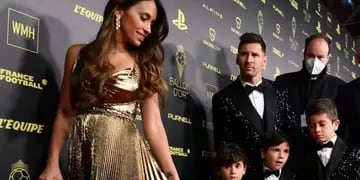 Antonela Roccuzzo en la gala de premiación del Balón de Oro