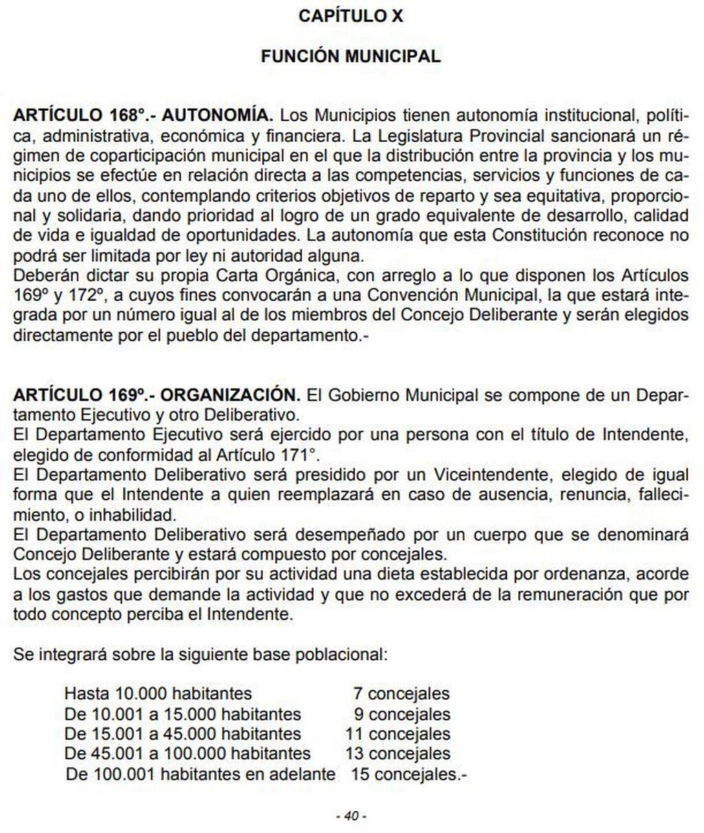 Capítulo X - Función Municipal de la Constitución de La Rioja