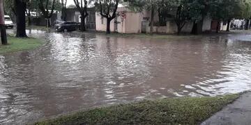 Calles de la ciudad de Pérez inundadas por las intensas precipitaciones