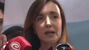 Victoria Villarruel, antes de votar este domingo (Captura de video).