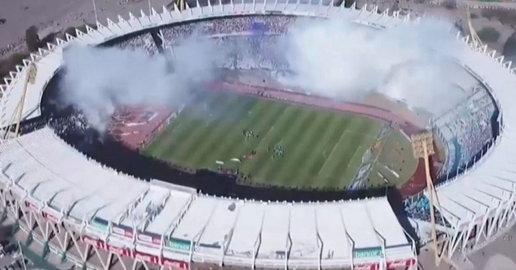 El estadio Mario Kempes desde arriba en el recibimiento de Talleres contra Belgrano.