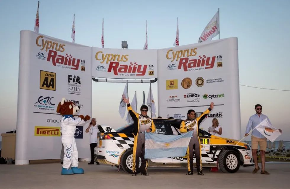 Juan Carlos Alonso y Juan Pablo Monasterolo, cordobeses en el podio de Producción, Rally de Chipre 2018, ERC.