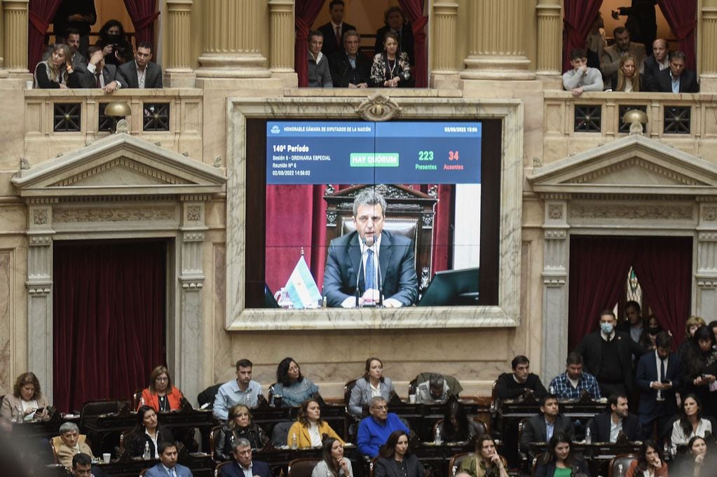 El acto de la renuncia de Sergio Massa como presidente de la Cámara de Diputados.