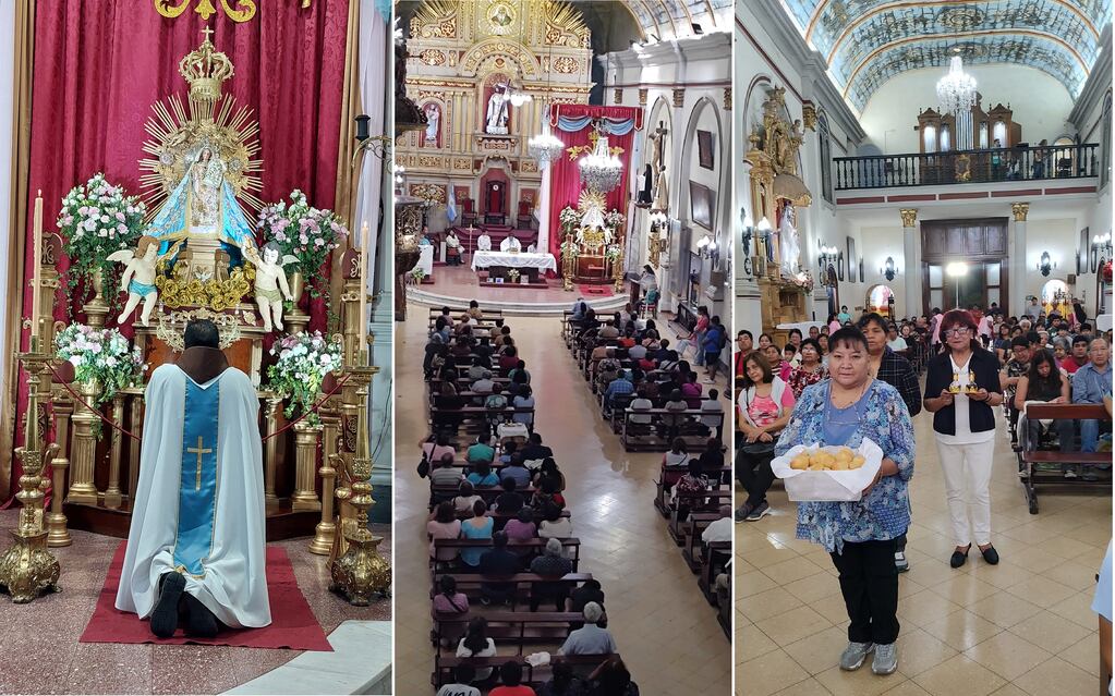 En los días previos a la celebración central de este sábado 7 de octubre, se celebró el rezo de la novena en honor a la Virgen del Rosario en la iglesia catedral de San Salvador de Jujuy.
