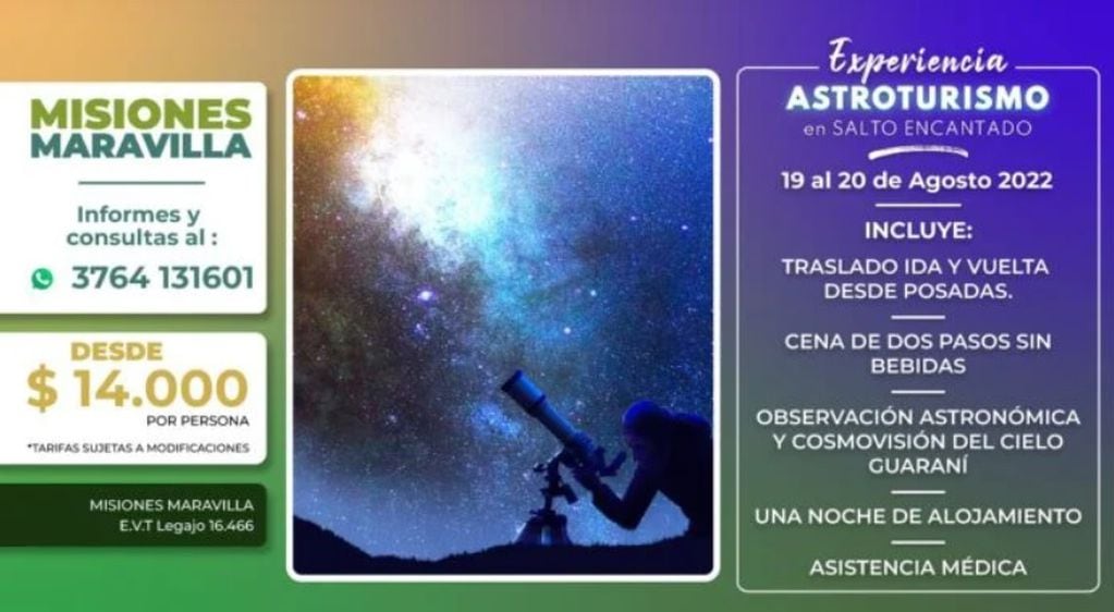 Disfrutá de una velada increíble de astroturismo de la mano de Misiones Maravilla EVT.