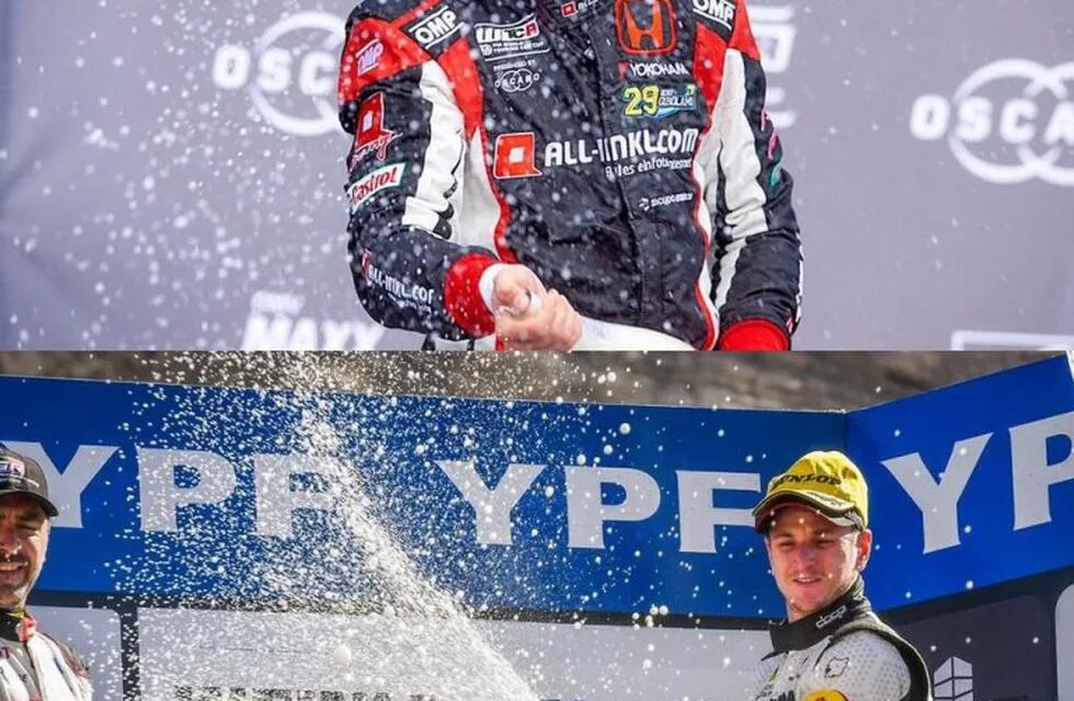 Bebu (arriba) y Franco Girolami, ganadores en sus respectivas categorías -WTCR y Top Race- el domingo 12 de mayo 2019.