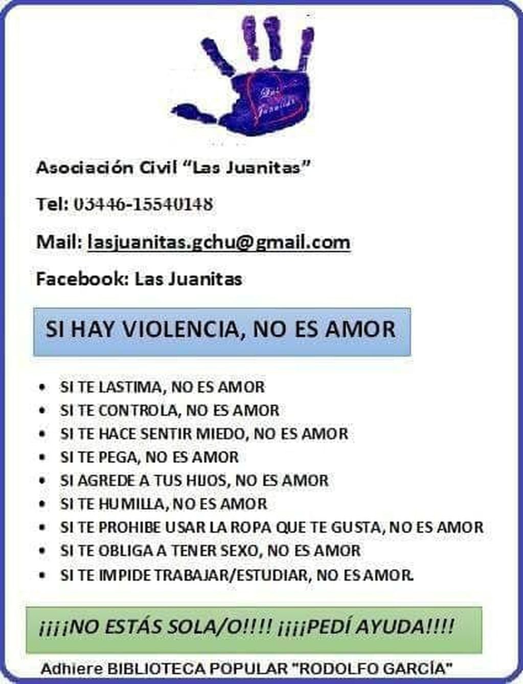 Las Juanitas ONG - Violencia de Género
Crédito: Vía Gualeguaychú