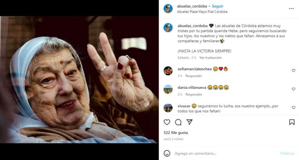 La emotiva despedida de Abuelas Córdoba.