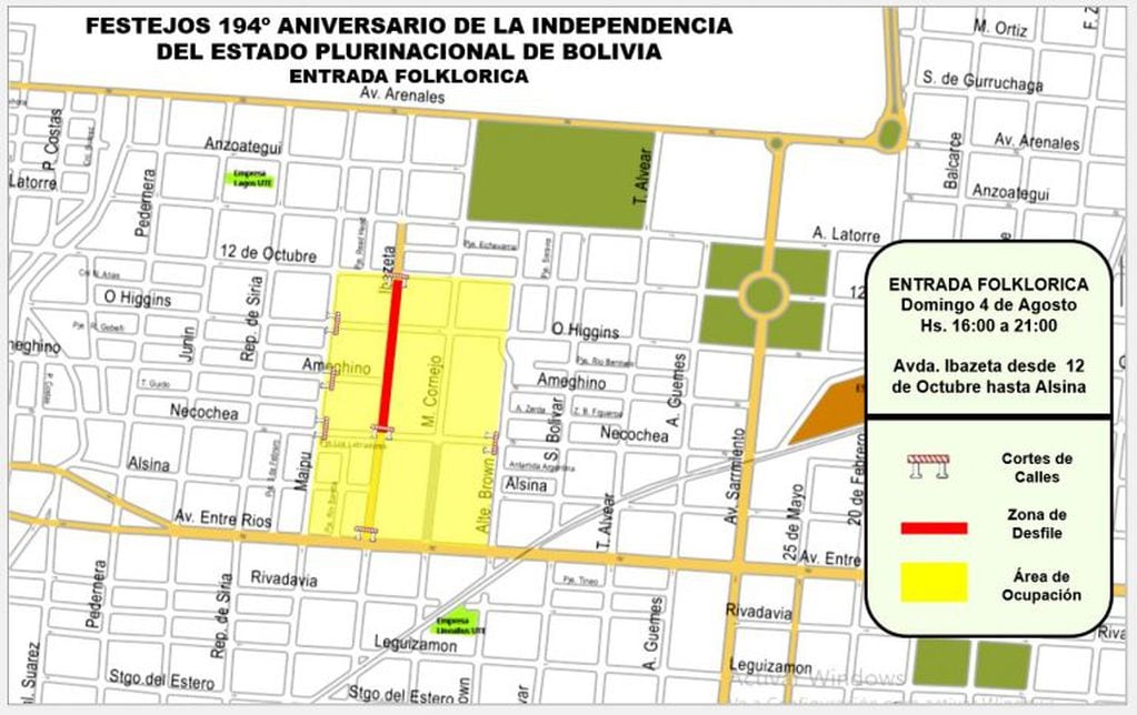 Cortes de tránsito en Salta por homenajes a la independencia de Bolivia. (Municipalidad de Salta)