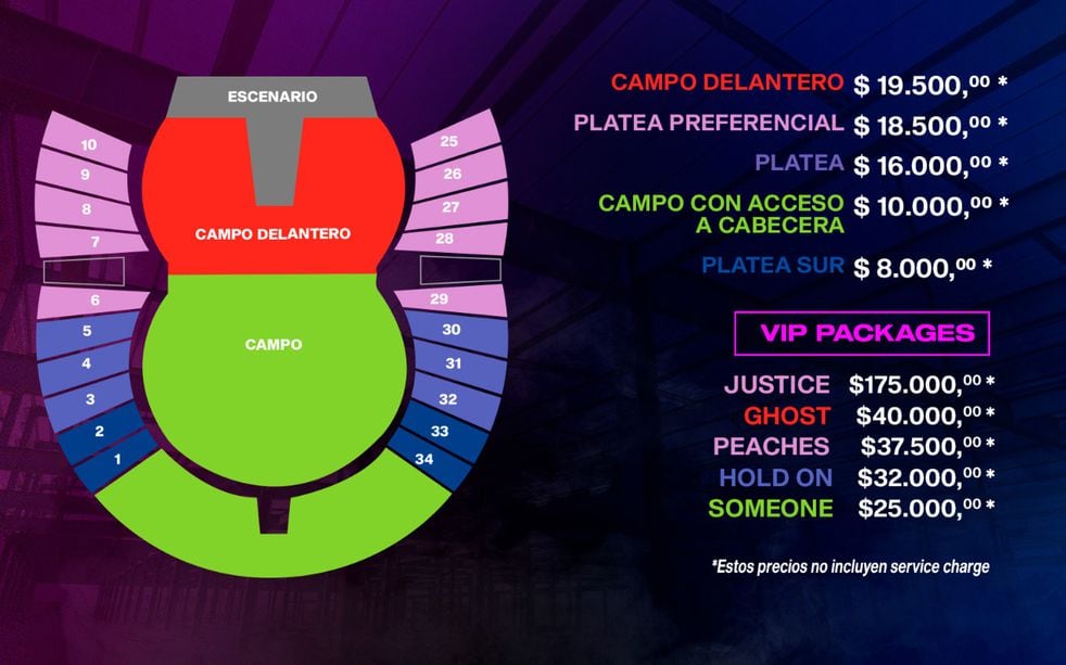 Información sobre las entradas al concierto de Justin Bieber.