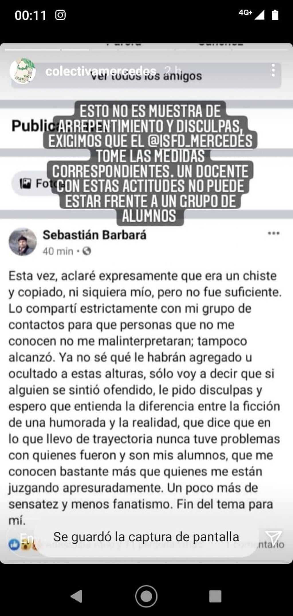 Polémica por una publicación sexista de un docente correntino.