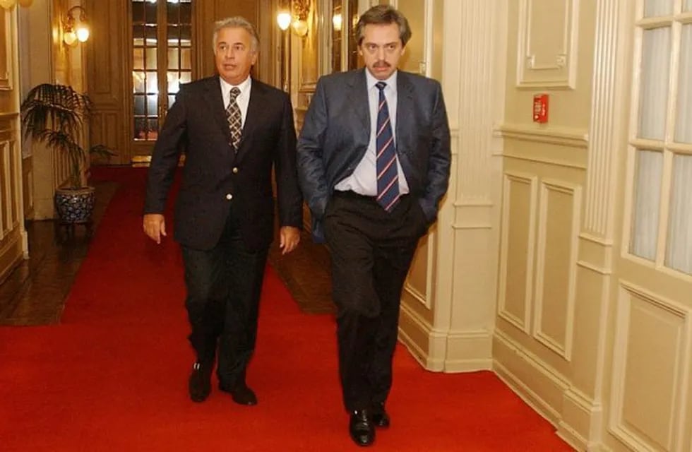 Alberto Fernández cuando era jefe de Gabinete y José Manuel De la Sota.