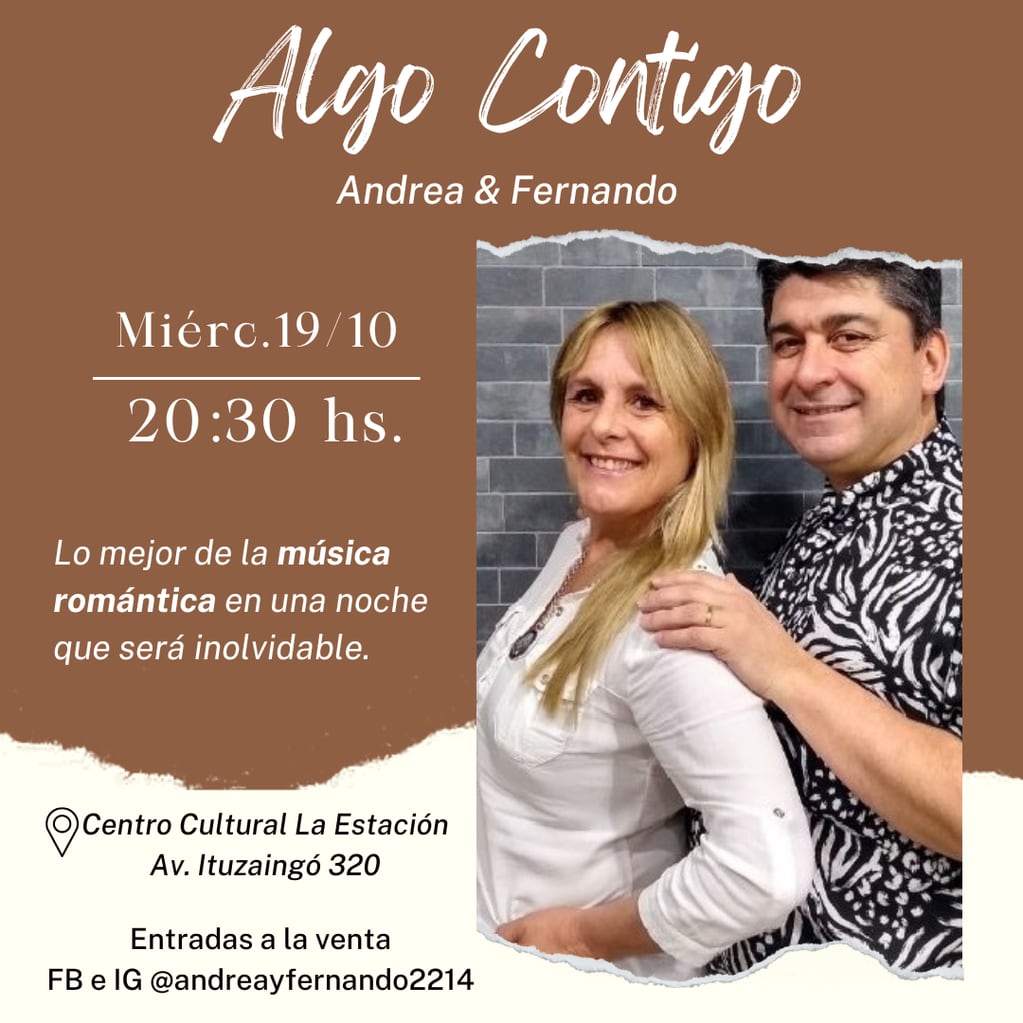 “Algo Contigo” show romántico de Andrea y Fernando en La Estación de Tres Arroyos