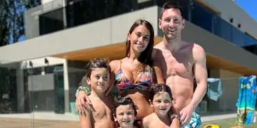 Lionel Messi, Antonela Roccuzzo y sus hijos en Rosario