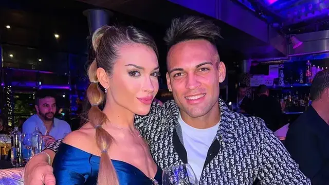 Lautaro Martínez en el cumpleaños de su esposa, Agustina Gandolfo