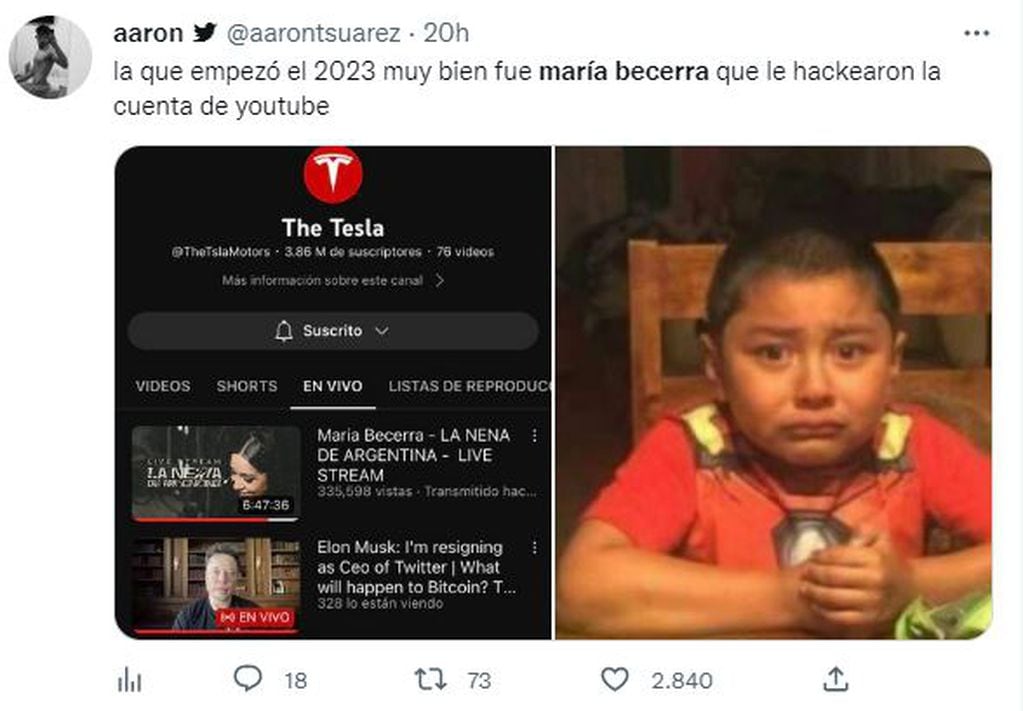 María Becerra fue hackeada por Elon Musk en YouTube y las redes se llenaron de memes