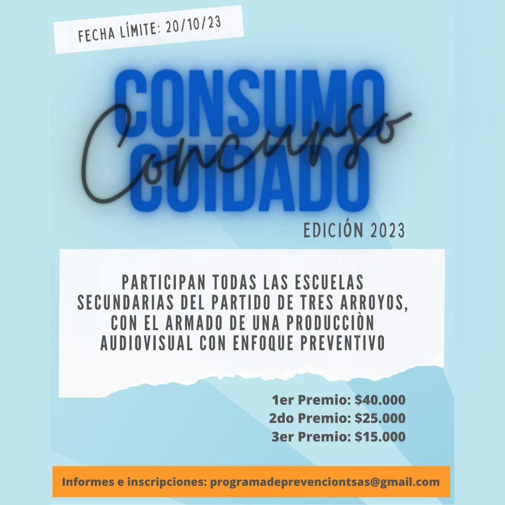 Desarrollo Social de Tres Arroyos invita a participar del Concurso “ConSumo Cuidado