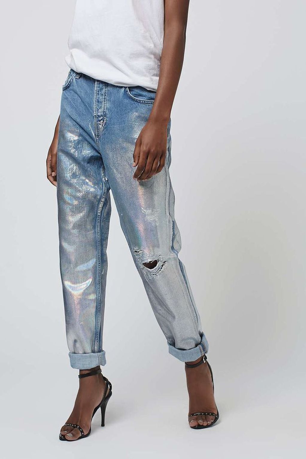 Pantalón de jean metalizado