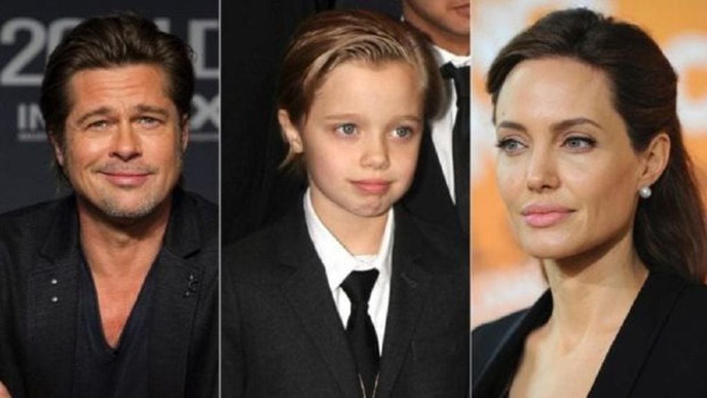Brad Pitt, Shiloh Jolie-Pitt y Angelina Jolie.