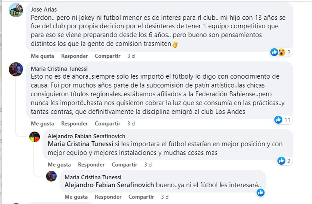 Familiares y jugadores de hockey de Rosario Puerto Belgrano, expresaron su malestar por la suspensión del hockey.