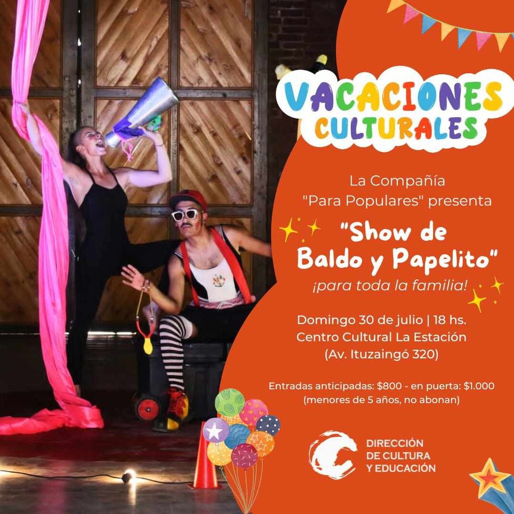 Vacaciones Culturales: “Show de Baldo y Papelito” en el Centro Cultural La Estación de Tres Arroyos