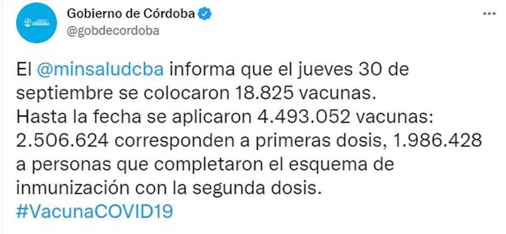 La campaña de vacunación continúa a buen ritmo en Córdoba.