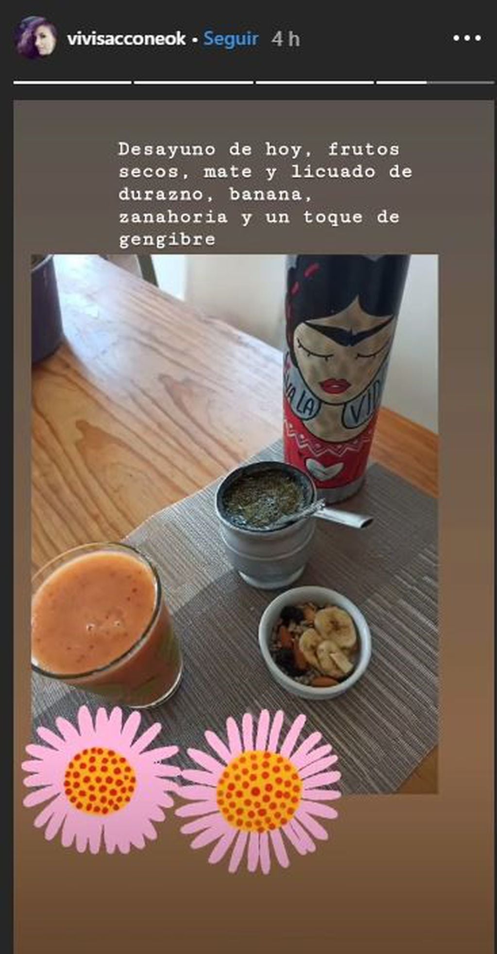 Viviana Saccone mostró su desayuno en Instagram  (Foto: Instagram/ @vivisacconeok)