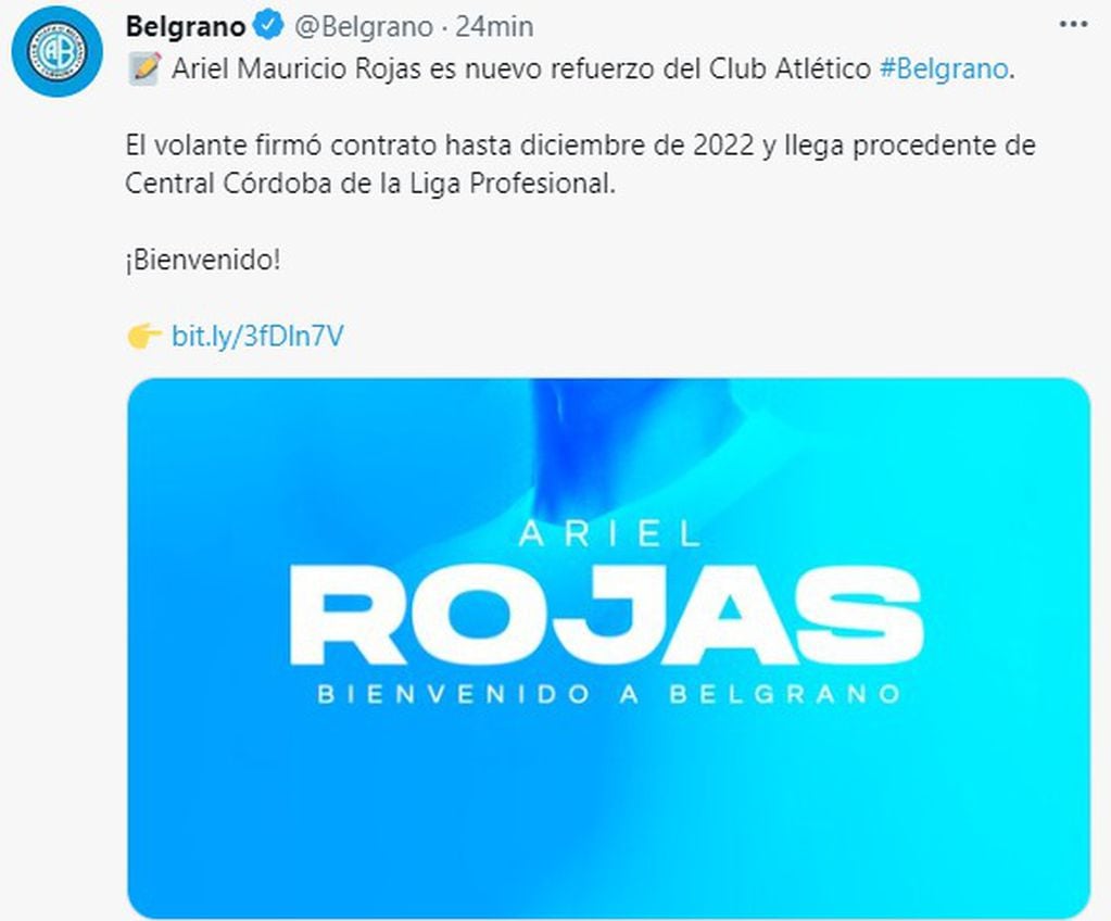 El Chino Rojas se desvinculó de Central Córdoba y ya es nuevo jugador de Belgrano.