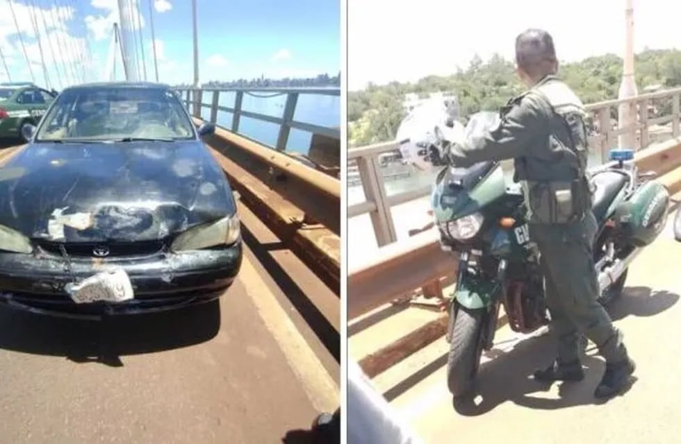 Posadas: gendarme resultó herido tras ser impactado por un vehículo en el puente internacional.