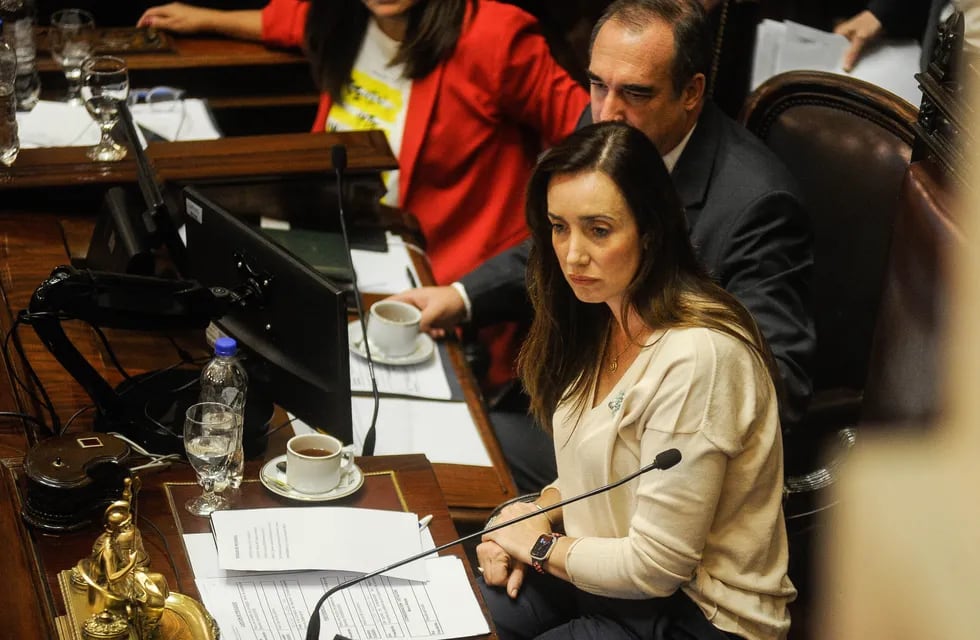 La vicepresidenta Victoria Villarruel en la última sesión del Senado. (Foto: Federico López Claro)