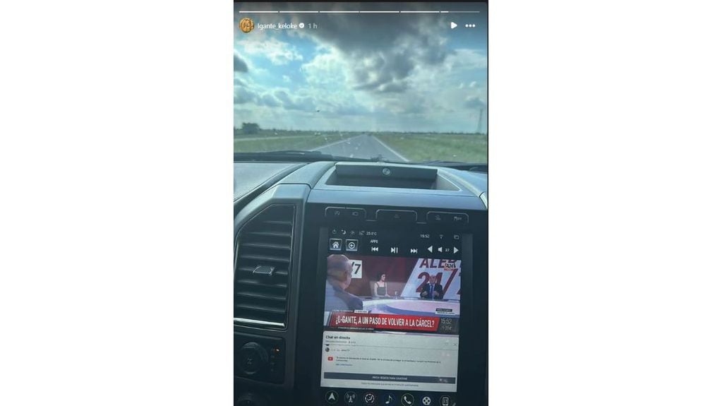 Historia de Instagram de L-Gante donde se muestra al cantante viendo una noticia sobre su denuncia.