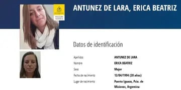 La desaparición de Érica Antúnez de Lara con alerta amarilla de Interpol