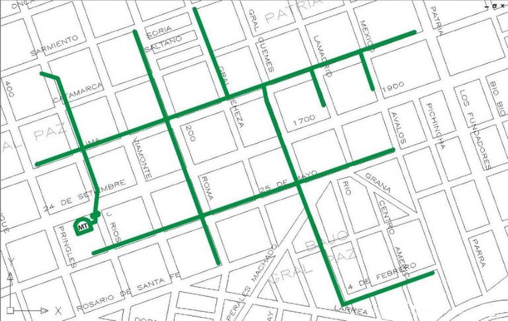 Mapa de los cortes de luz de la Epec en barrio General Paz.