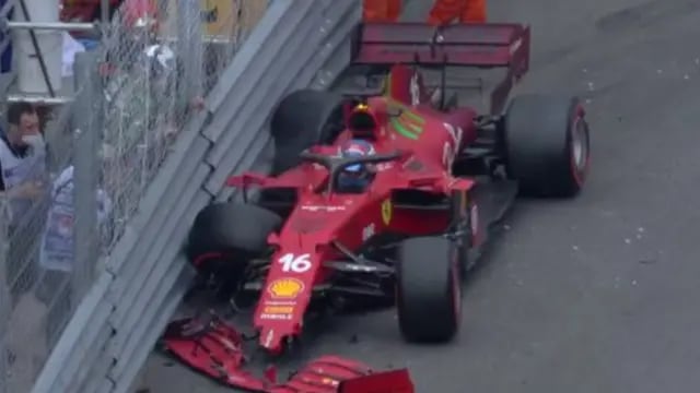 Leclerc se golpeó en clasificación e igualmente logró la pole en Mónaco