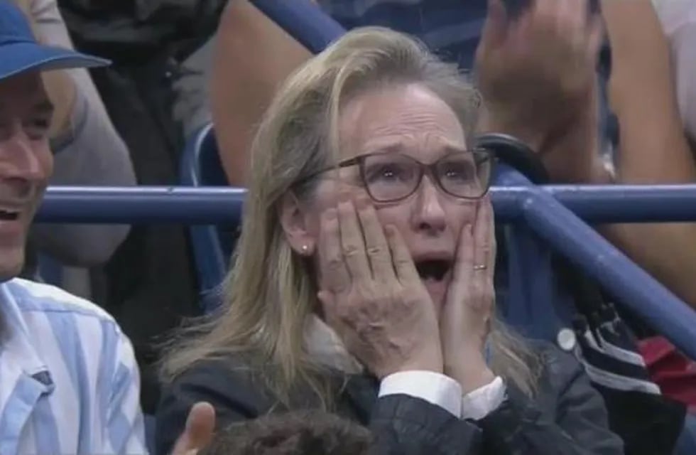 Meryl Streep, maravillada con un punto de Juan Martín del Potro en la final del US Open 2018.