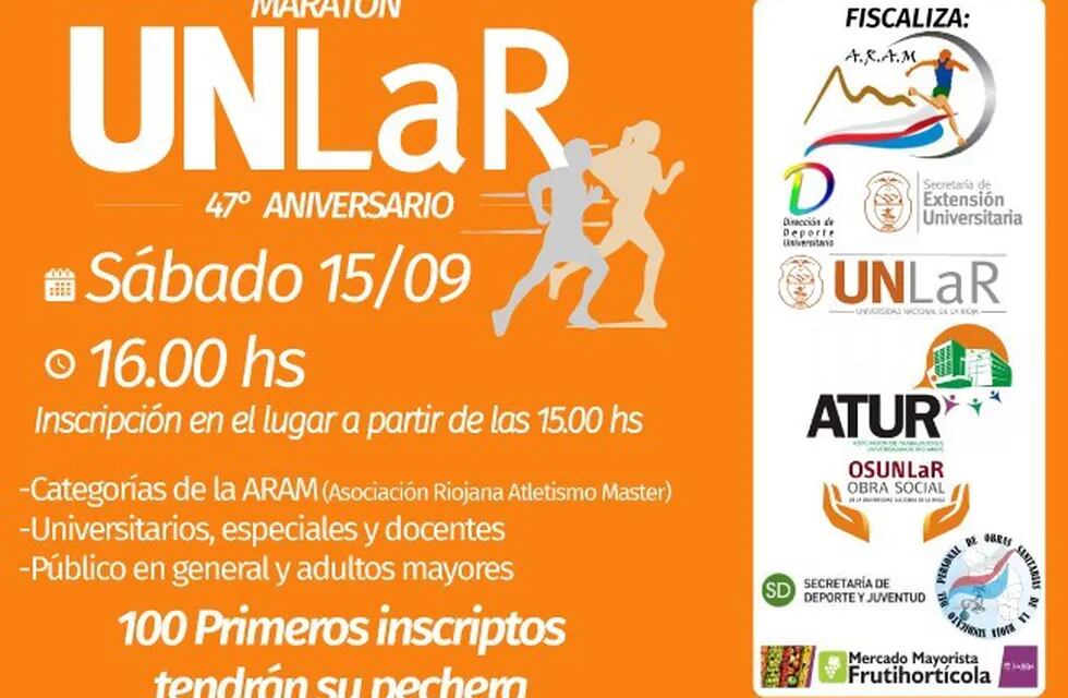 En el marco del 48° de la Universidad Nacional de La Rioja se realizará este sábado la Maratón a partir de las 16.00