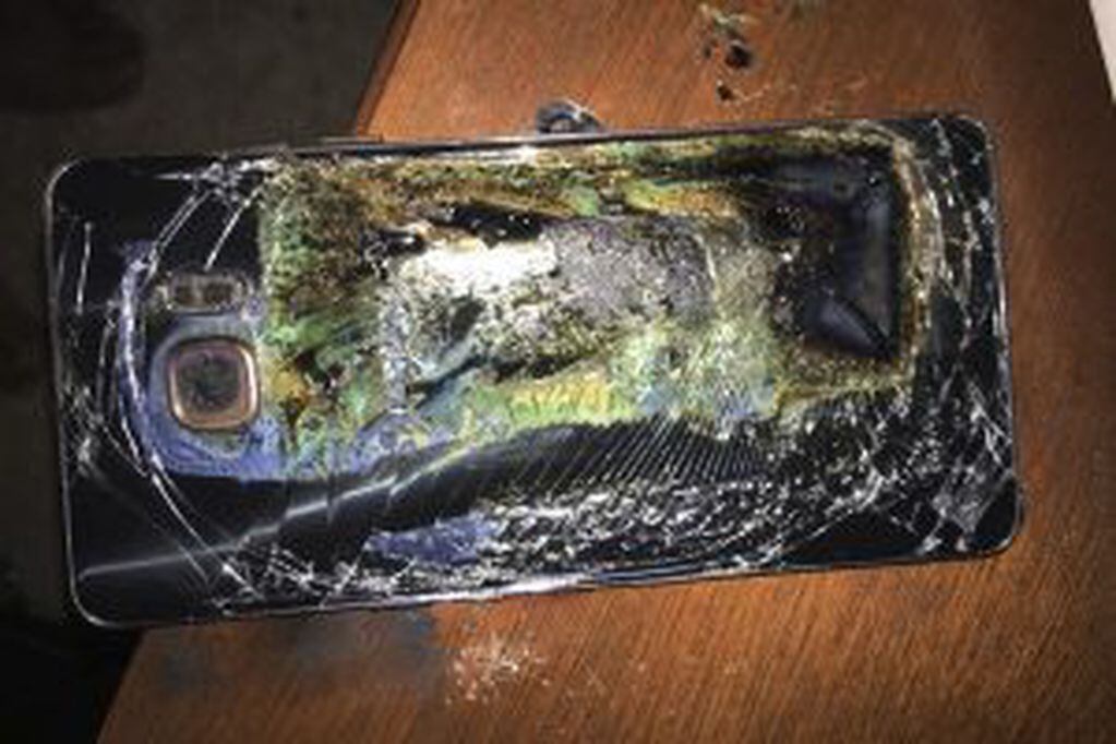 Un Galaxy Note 7 quemado