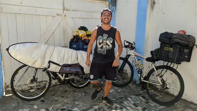 Franco Rueda, el mendocino que recorrió Brasil de sur a norte en bicicleta y por la costa.