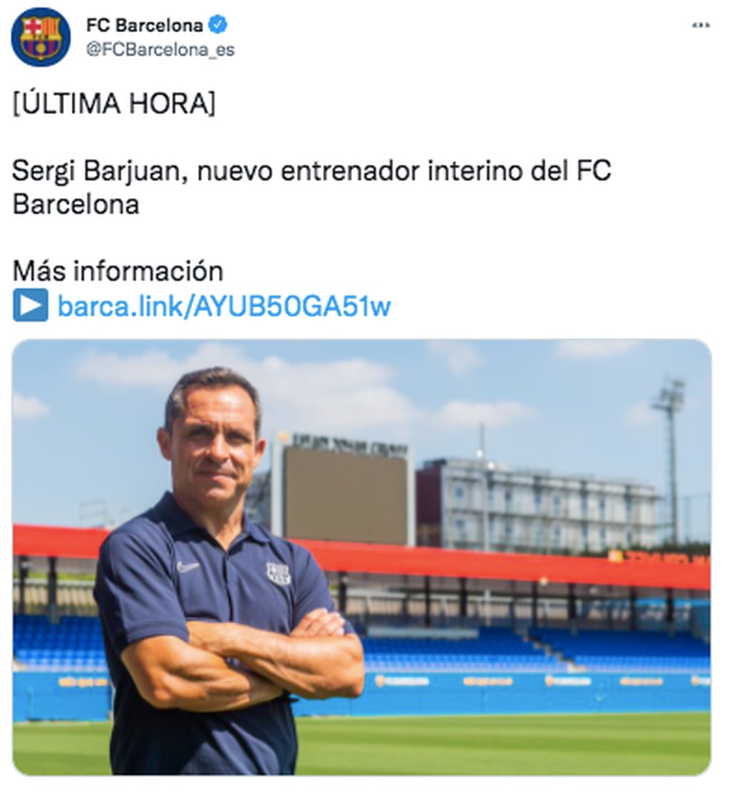 Sergi Barjuan es el nuevo DT interino del Barcelona.