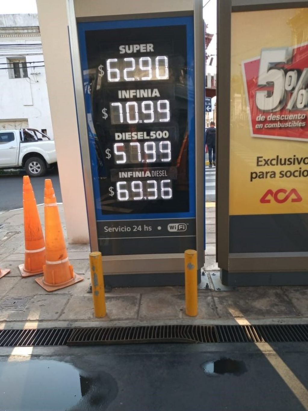 Precios de combustibles en el ACA de Corrientes (08-10-20 Vía Corrientes).