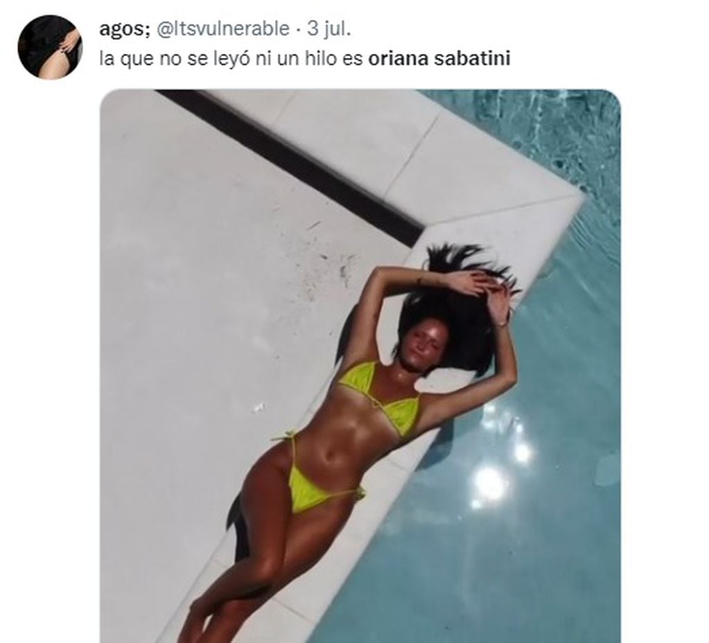 Las reacciones por la foto en bikini de Oriana Sabatini