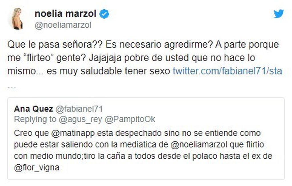 Noelia Marzol le respondió enfurecida a una seguidora que la insultó