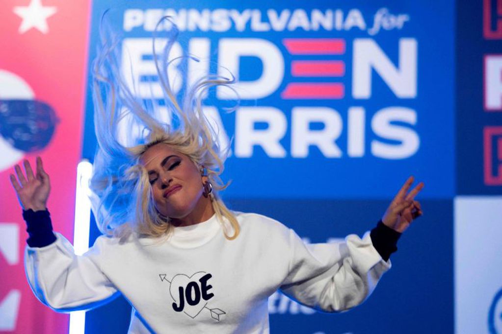 TOPSHOT - US singer Lady Gaga performs prior to Democratic presidential candidate Joe Biden speaking during a Drive-In Rally at Heinz Field in Pittsburgh, Pennsylvania, on November 2, 2020. (Photo by JIM WATSON / AFP)